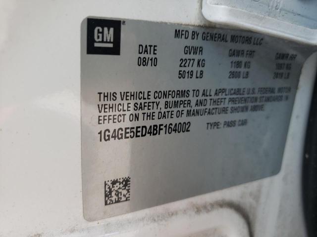 1G4GE5ED4BF164002 - 2011 BUICK LACROSSE CXS WHITE photo 13