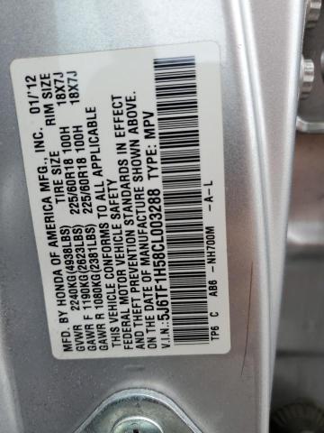 5J6TF1H58CL003288 - 2012 HONDA CROSSTOUR EXL ვერცხლისფერი ფოტო 13