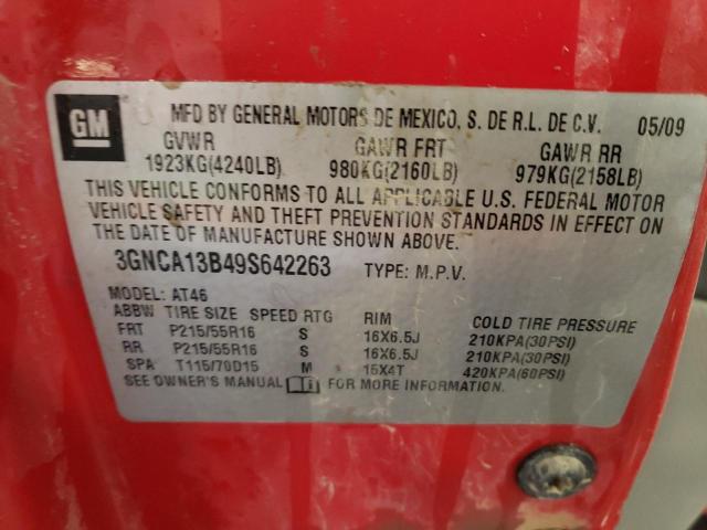 3GNCA13B49S642263 - 2009 CHEVROLET HHR LS 红色 照片 12