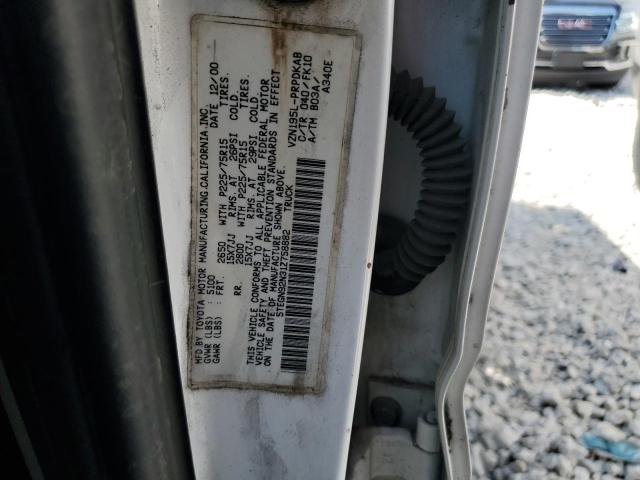 5TEGN92N31Z758882 - 2001 TOYOTA TACOMA DOUBLE CAB PRERUNNER WHITE photo 12