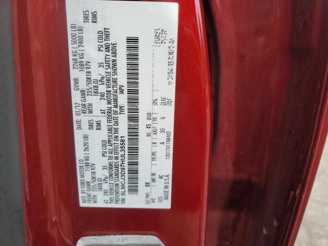 5LMCJ3D97HUL35581 - 2017 LINCOLN MKC RESERVE წითელი ფოტო 13