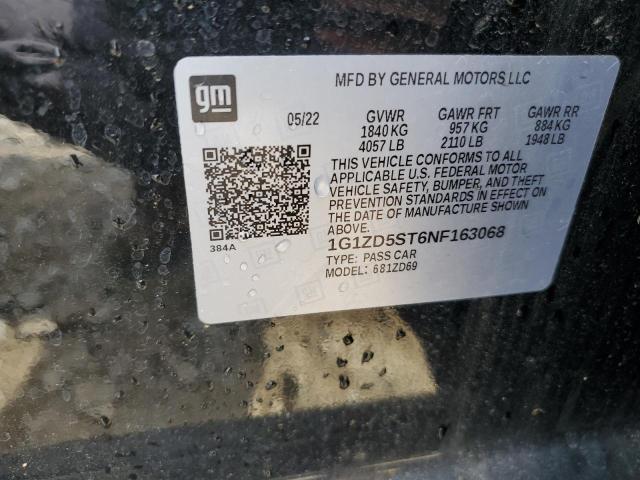 1G1ZD5ST6NF163068 - 2022 CHEVROLET MALIBU LT BLACK photo 13