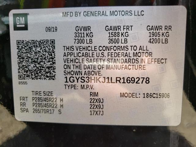 1GYS3HKJ1LR169278 - 2020 CADILLAC ESCALADE ESV LUXURY BLACK photo 14