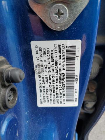 19XFB2F52FE230366 - 2015 HONDA CIVIC LX BLUE photo 13