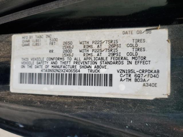 4TASN92N2XZ406564 - 1999 TOYOTA TACOMA XTRACAB PRERUNNER 绿色 照片 12