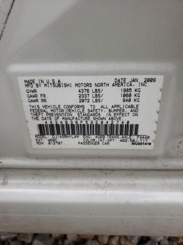 4A3AB36F59E042740 - 2009 MITSUBISHI GALANT ES WHITE photo 12