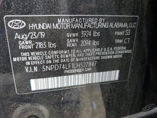 5NPD74LF1LH527847 - 2020 HYUNDAI ELANTRA SE BLACK photo 12