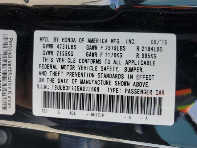 19UUB3F75GA003869 - 2016 ACURA TLX ADVANCE BLACK photo 13