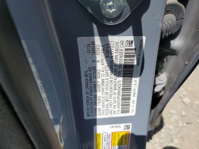 2HGFE2F56RH543275 - 2024 HONDA CIVIC SPORT ნაცრისფერი ფოტო 12