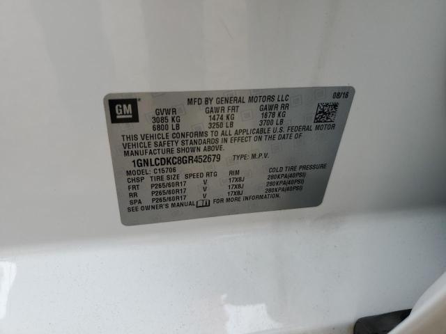 1GNLCDKC8GR452679 - 2016 CHEVROLET TAHOE POLICE თეთრი ფოტო 14