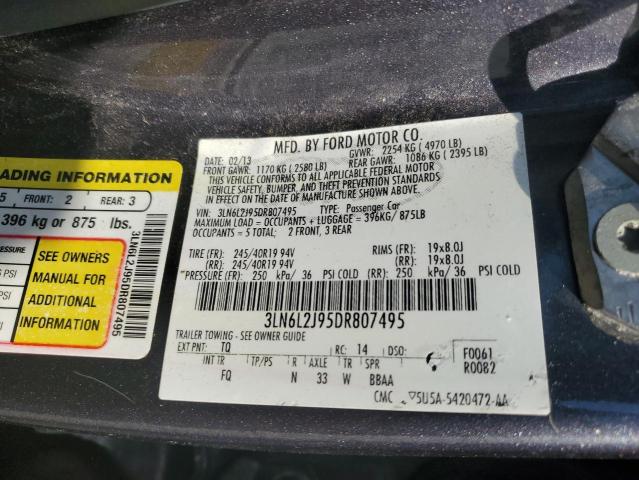 3LN6L2J95DR807495 - 2013 LINCOLN MKZ CHARCOAL photo 12