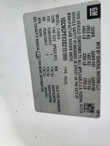 1GCNCPEX2DZ151886 - 2013 CHEVROLET SILVERADO C1500 WHITE photo 12