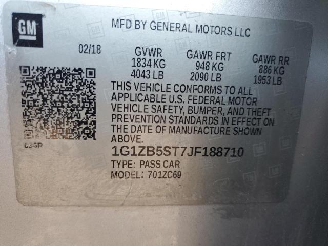 1G1ZB5ST7JF188710 - 2018 CHEVROLET MALIBU LS Argent photo 12