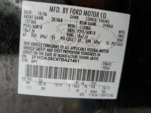 2FMDK39C97BA21461 - 2007 FORD EDGE SEL PLUS BLACK photo 13