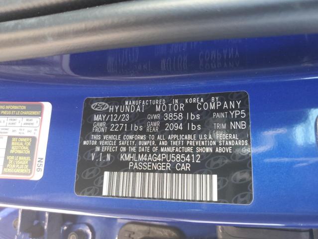 KMHLM4AG4PU585412 - 2023 HYUNDAI ELANTRA SEL BLUE photo 12