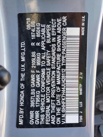 SHHFK7H44JU428112 - 2018 HONDA CIVIC SPORT 灰色 照片 13