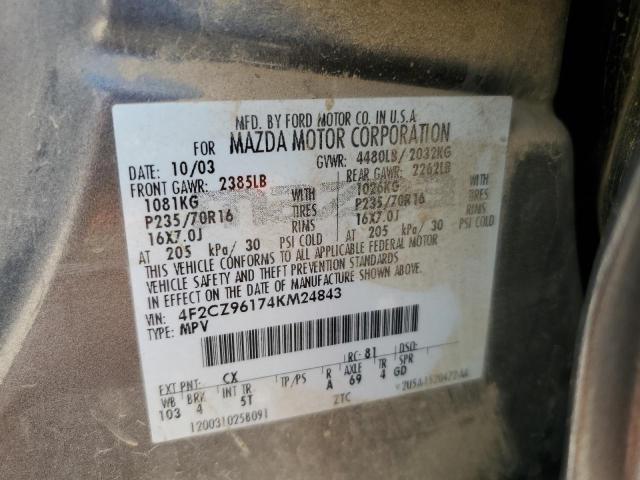 4F2CZ96174KM24843 - 2004 MAZDA TRIBUTE ES GRAY photo 14