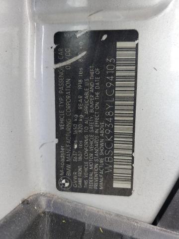 WBSCK9348YLC94103 - 2000 BMW M ROADSTER SILVER photo 12