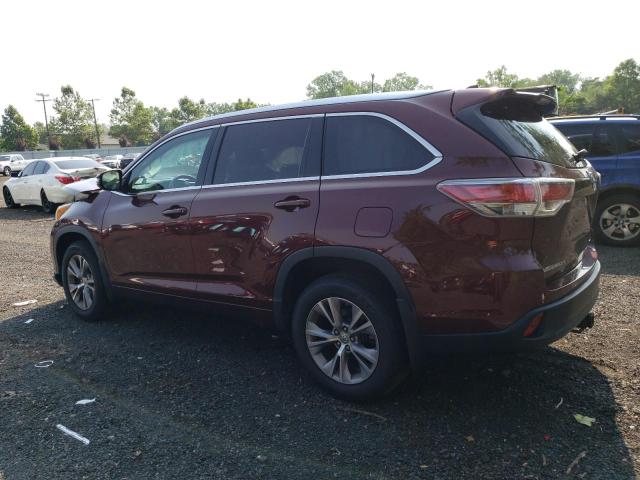 5TDJKRFH9ES009896 - 2014 TOYOTA HIGHLANDER XLE Bordo foto 2