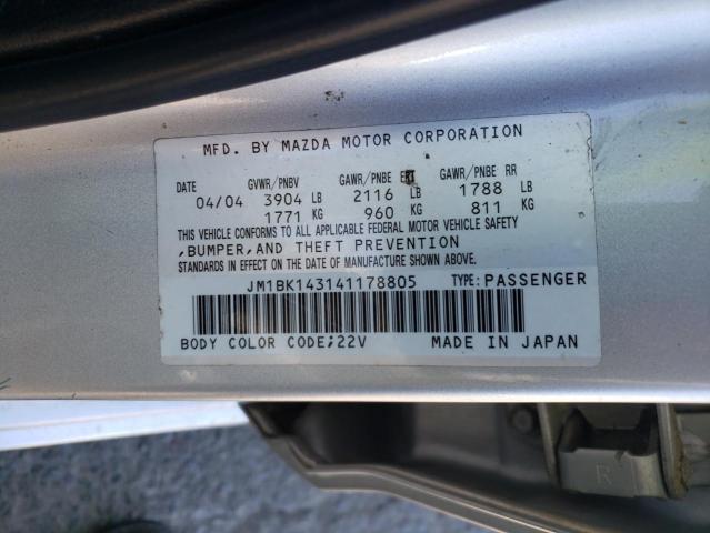 JM1BK143141178805 - 2004 MAZDA 3 HATCHBACK Gümüş fotoğraf 12