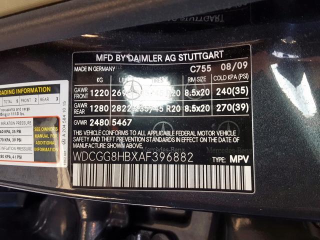 WDCGG8HBXAF396882 - 2010 MERCEDES-BENZ GLK 350 4MATIC  photo 10