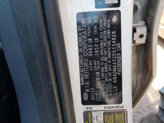KNADM4A32D6154828 - 2013 KIA RIO LX WHITE photo 12