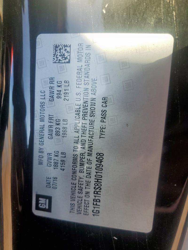 1G1FB1RS8H0109468 - 2017 CHEVROLET CAMARO LT 黑色 照片 12