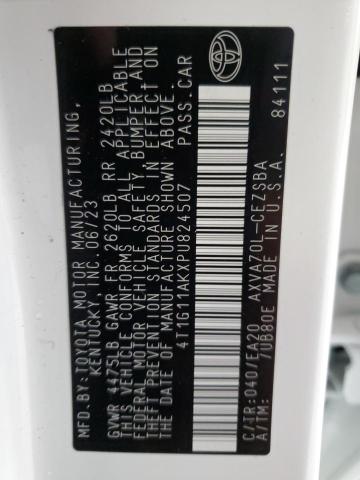 4T1G11AKXPU824507 - 2023 TOYOTA CAMRY SE NIGHT SHADE WHITE photo 12