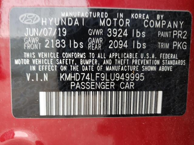 KMHD74LF9LU949995 - 2020 HYUNDAI ELANTRA SE RED photo 12