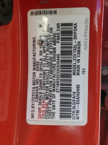 2T1KR32E53C035443 - 2003 TOYOTA COROLLA MA XR RED photo 12