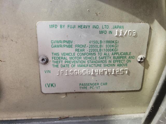 JF1SG65614H741257 - 2004 SUBARU FORESTER 2.5XS Yaşıl foto 12