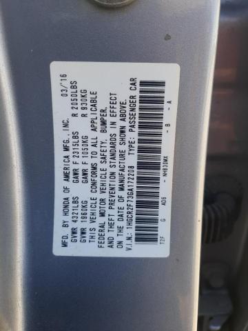 1HGCR2F73GA172208 - 2016 HONDA ACCORD EX SILVER photo 13