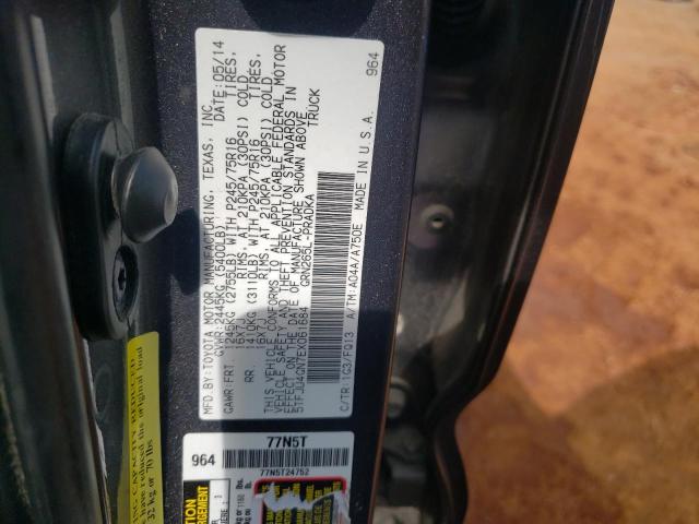 5TFJU4GN7EX061684 - 2014 TOYOTA TACOMA DOUBLE CAB PRERUNNER CHARCOAL photo 12