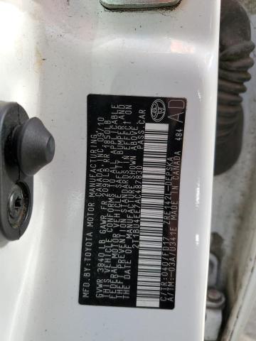 2T1BU4EE7AC487830 - 2010 TOYOTA COROLLA BASE WHITE photo 12