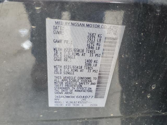 5N1AR2MM3DC604077 - 2013 NISSAN PATHFINDER S CHARCOAL photo 12