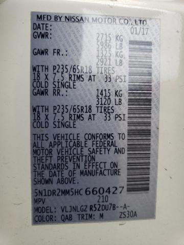 5N1DR2MM5HC660427 - 2017 NISSAN PATHFINDER S WHITE photo 13