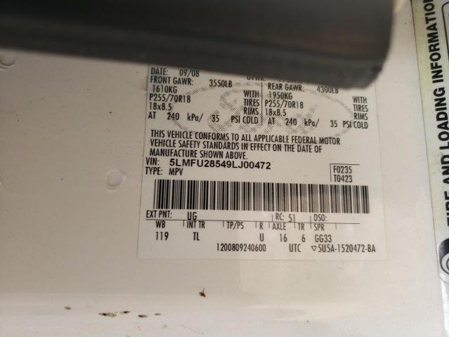 5LMFU28549LJ00472 - 2009 LINCOLN NAVIGATOR თეთრი ფოტო 13