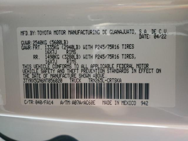 3TYRX5GN6NT056020 - 2022 TOYOTA TACOMA ACCESS CAB ორფეროვანი ფოტო 12