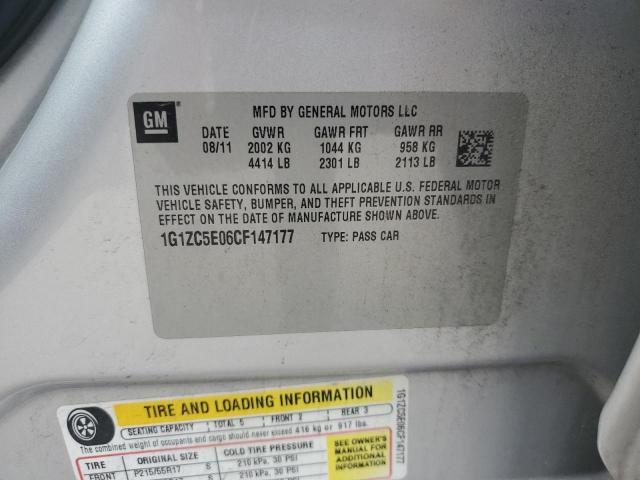 1G1ZC5E06CF147177 - 2012 CHEVROLET MALIBU 1LT SILVER photo 12