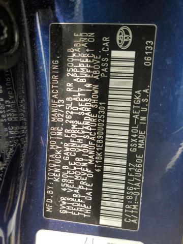 4T1BK1EB9DU025301 - 2013 TOYOTA AVALON BASE Mavi foto 10