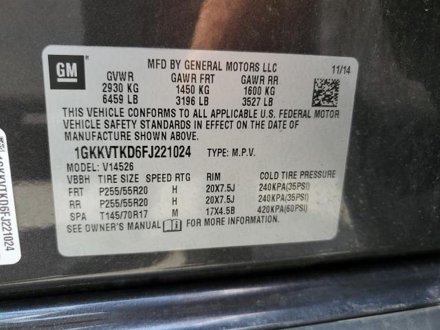 1GKKVTKD6FJ221024 - 2015 GMC ACADIA DENALI GRAY photo 13