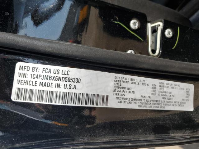 1C4PJMBX6ND505330 - 2022 JEEP CHEROKEE TRAILHAWK BLACK photo 13