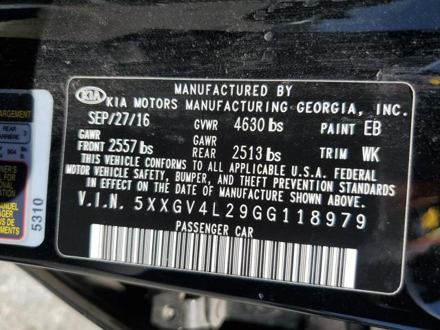 5XXGV4L29GG118979 - 2016 KIA OPTIMA SXL BLACK photo 12