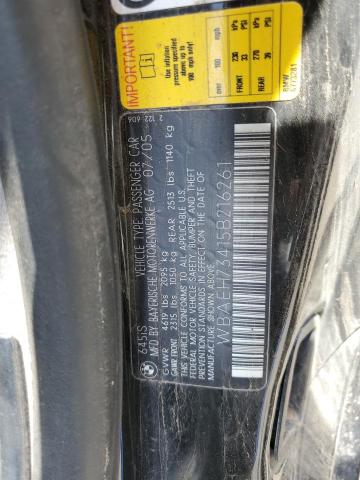 WBAEH73415B216261 - 2005 BMW 645 CI AUTOMATIC BLACK photo 12