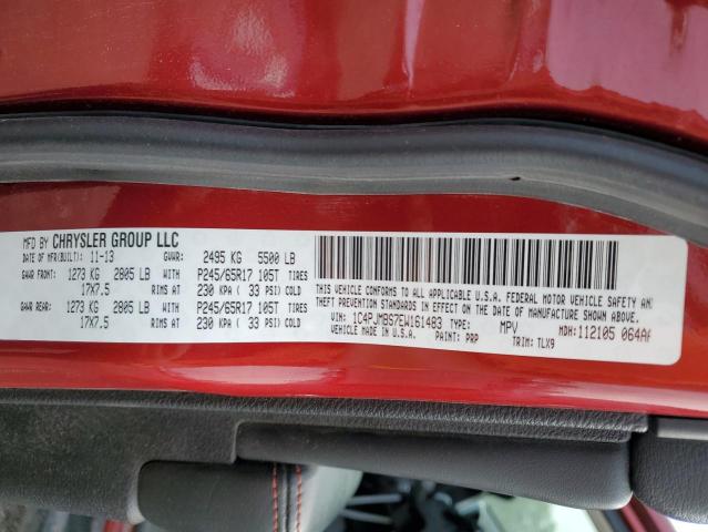 1C4PJMBS7EW161483 - 2014 JEEP CHEROKEE TRAILHAWK წითელი ფოტო 13