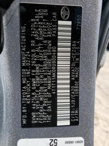 4T1T11AK0RU900480 - 2024 TOYOTA CAMRY SE NIGHT SHADE SILVER photo 12