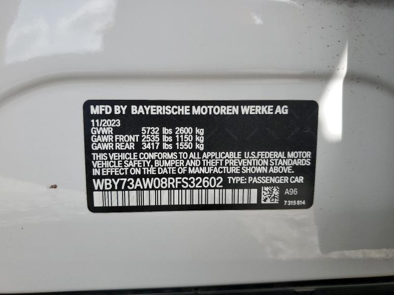 WBY73AW08RFS32602 - 2024 BMW I4 EDRIVE 40 WHITE photo 13