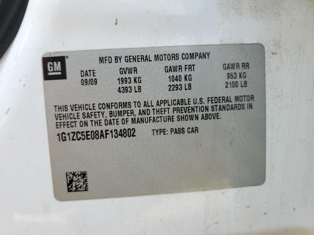 1G1ZC5E08AF134802 - 2010 CHEVROLET MALIBU 1LT 白色 照片 12