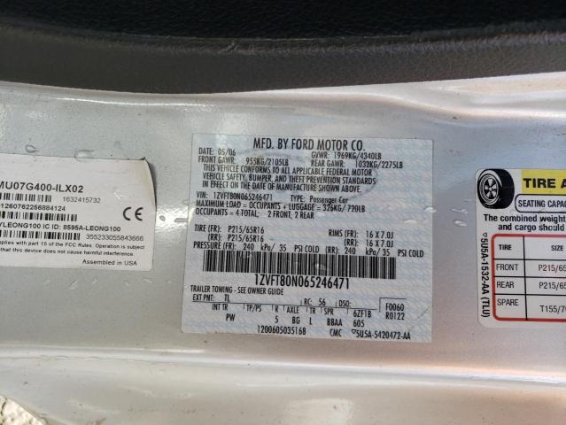 1ZVFT80N065246471 - 2006 FORD MUSTANG SILVER photo 13
