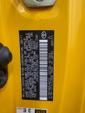 JTKJF5C7XC3026125 - 2012 TOYOTA SCION TC 黄色 照片 13